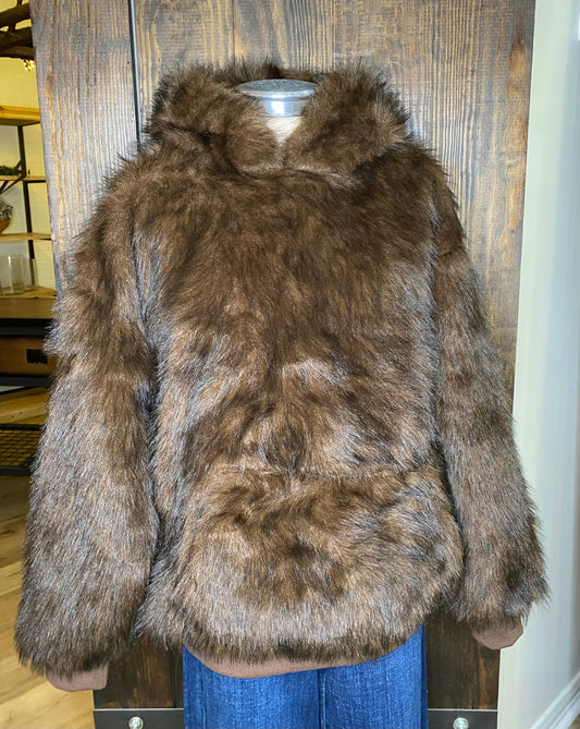 Brown Fur Hoodie