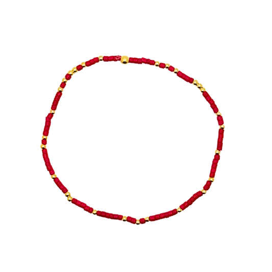 Red Glossy Bitty Bauble Bracelet