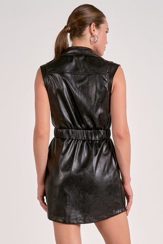 Kelly Black Leather Dress