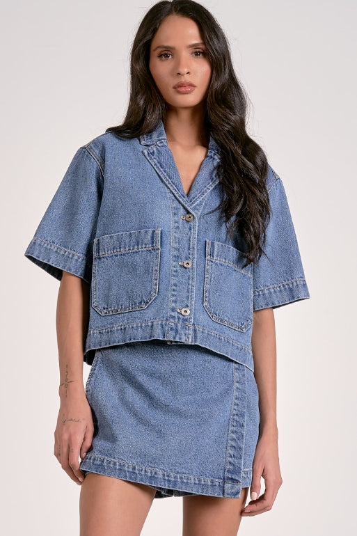 Amy Denim Button Up Top