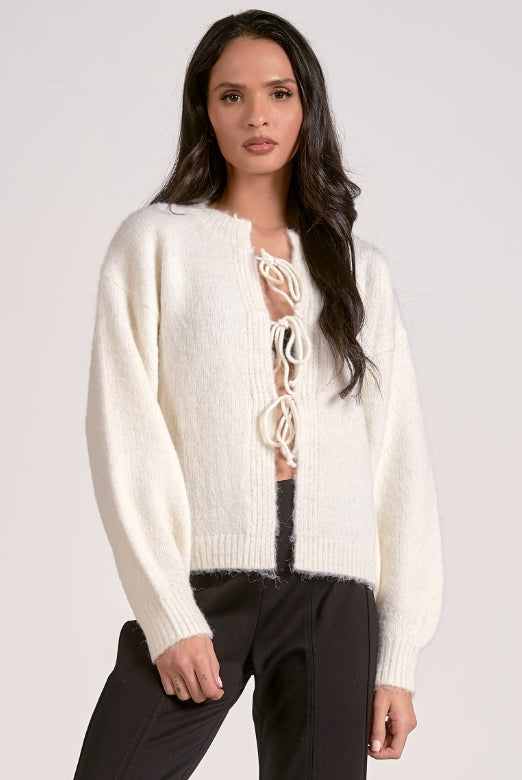 Holly Cream Tie Cardigan