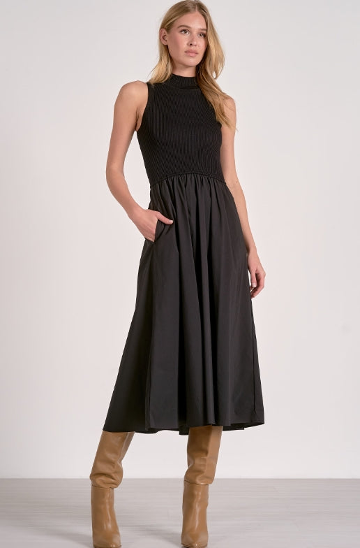 Sophia Black Mock Neck Maxi