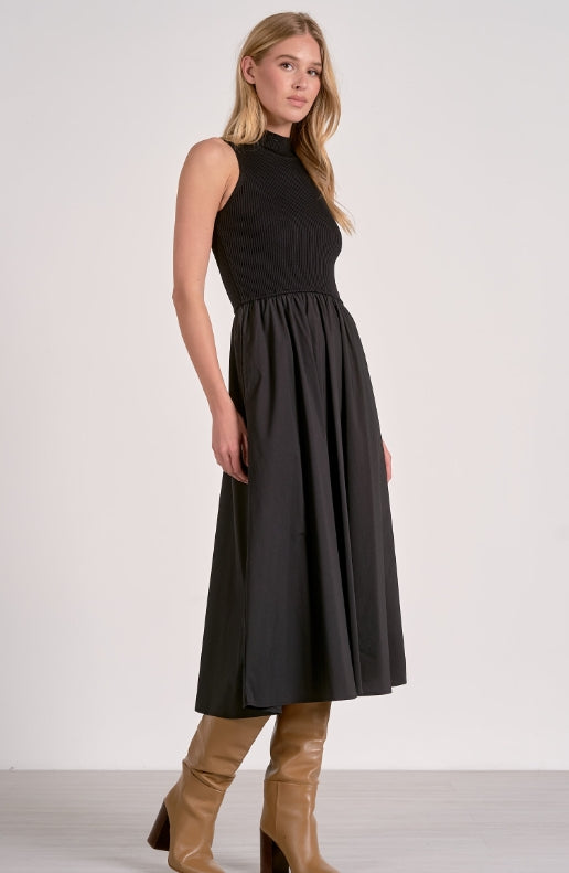Sophia Black Mock Neck Maxi