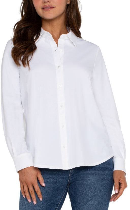 White Button-Up Knit Blouse