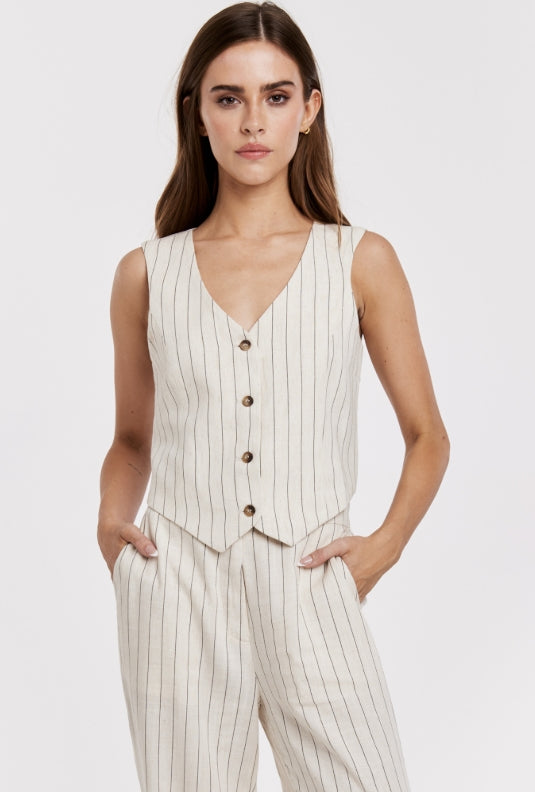 Cecilia Stripe Linen Vest