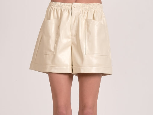 Rachel Cream Leather Shorts