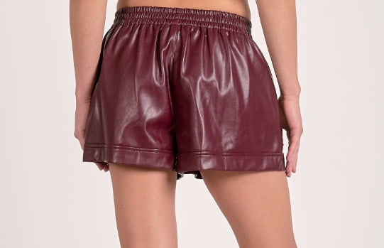 Rachel Plum Leather Shorts