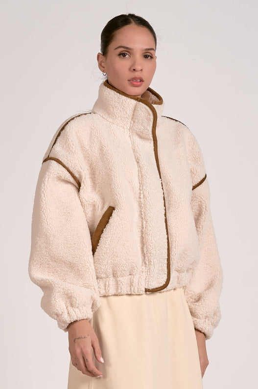 Heather Sherpa Bomber Jacket