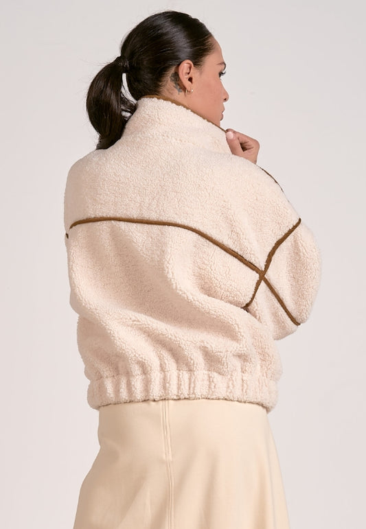 Heather Sherpa Bomber Jacket