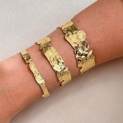 18K Gold Hammered Extra Thick Cuff Bracelet