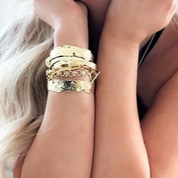 18K Gold Hammered Extra Thick Cuff Bracelet