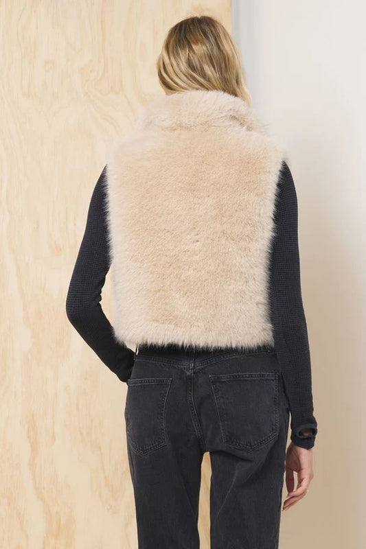 Lexi Fur Vest in Almond