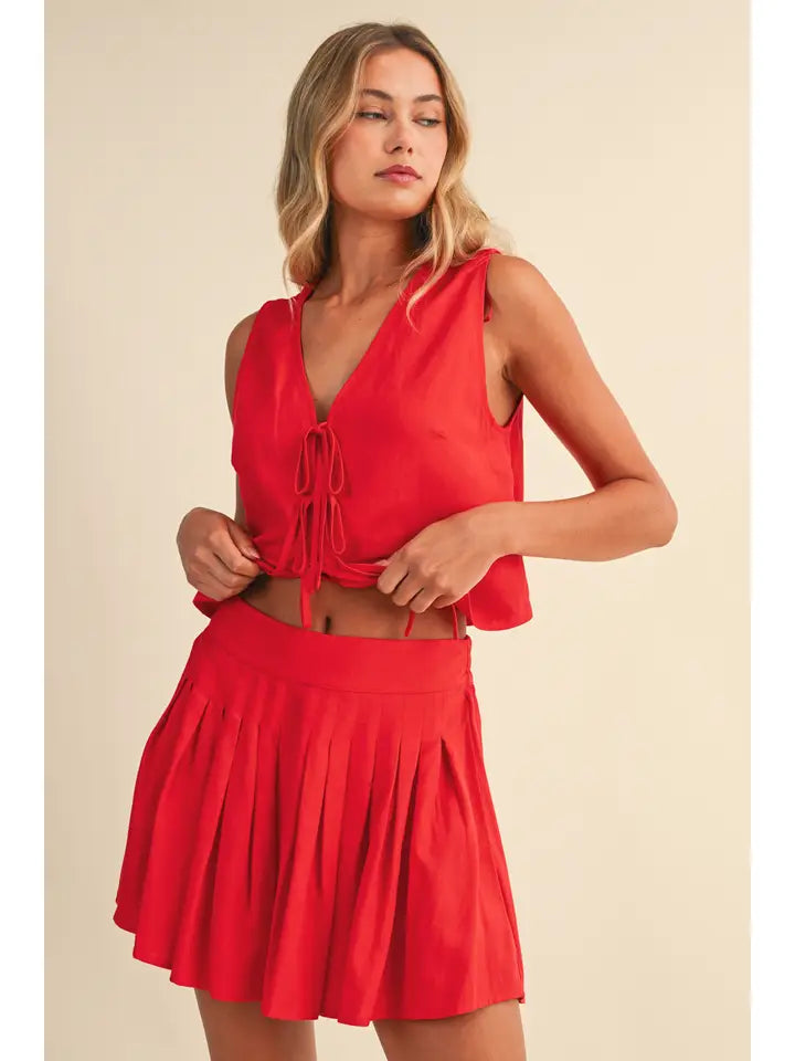 Jenny Linen Vest and Mini Skirt Set