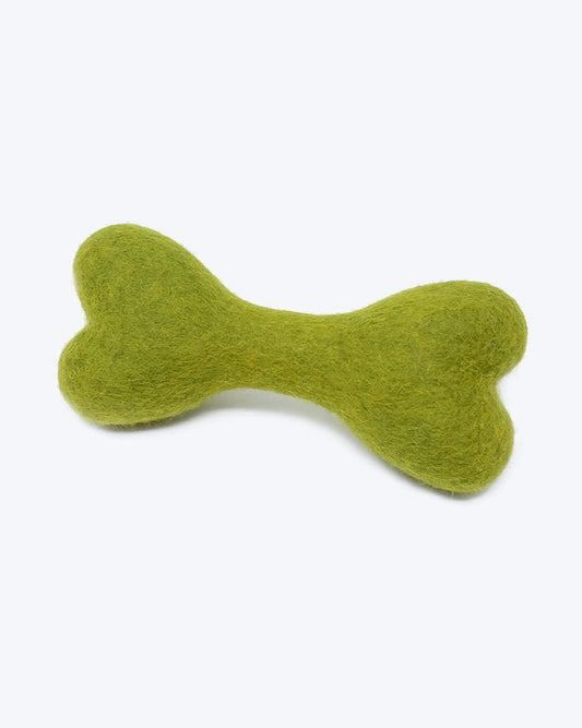 Green Wool Bone Dog Toy - Small