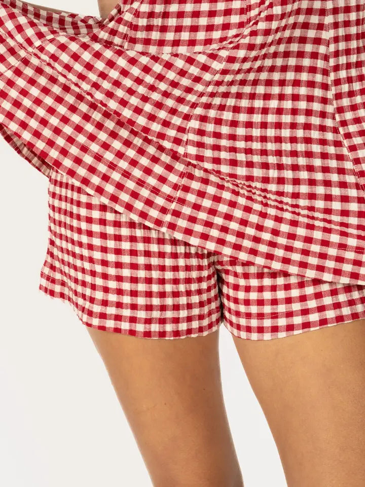 Gingham Sleeveless Baby Doll Romper