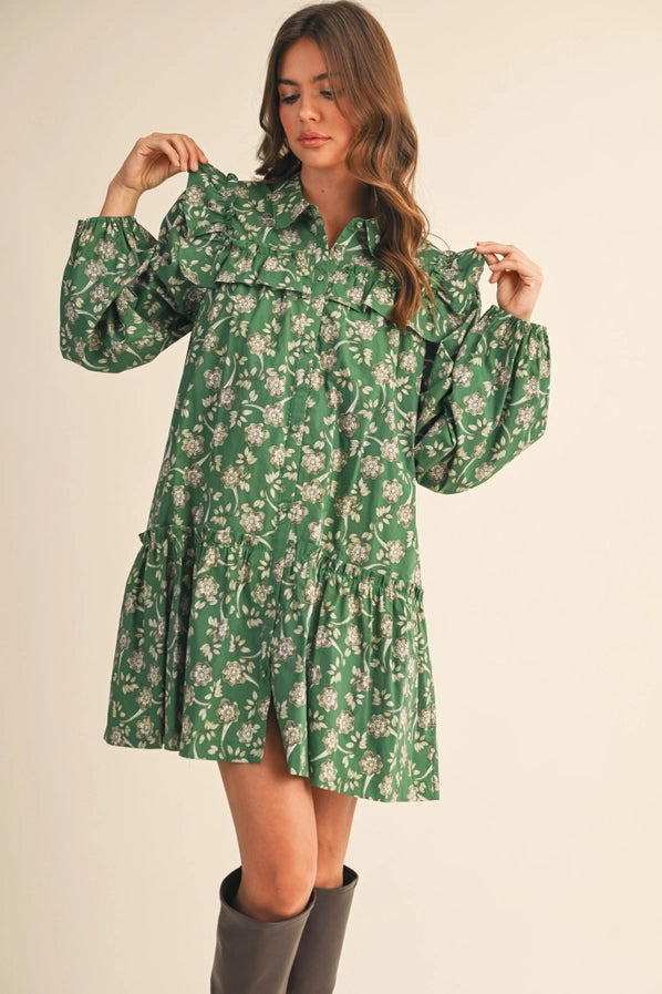 Wendy Green Floral Mini Dress