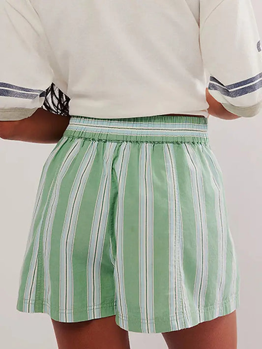 Maya Striped Elastic Waist Shorts