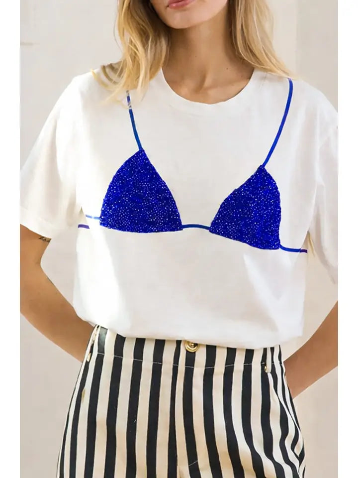 Caviar Print Bikini Graphic Tee