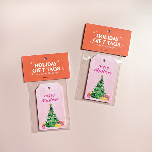 Pink Tree Holiday Gift Tags