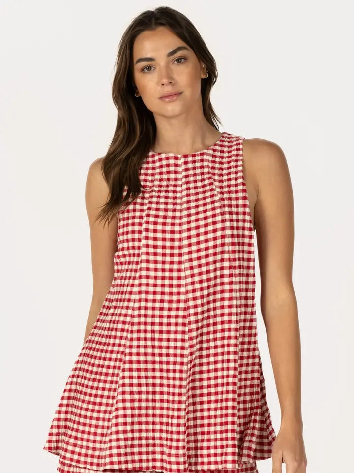 Gingham Sleeveless Baby Doll Romper
