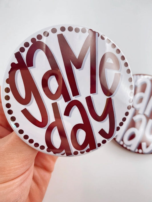 White Game Day Button