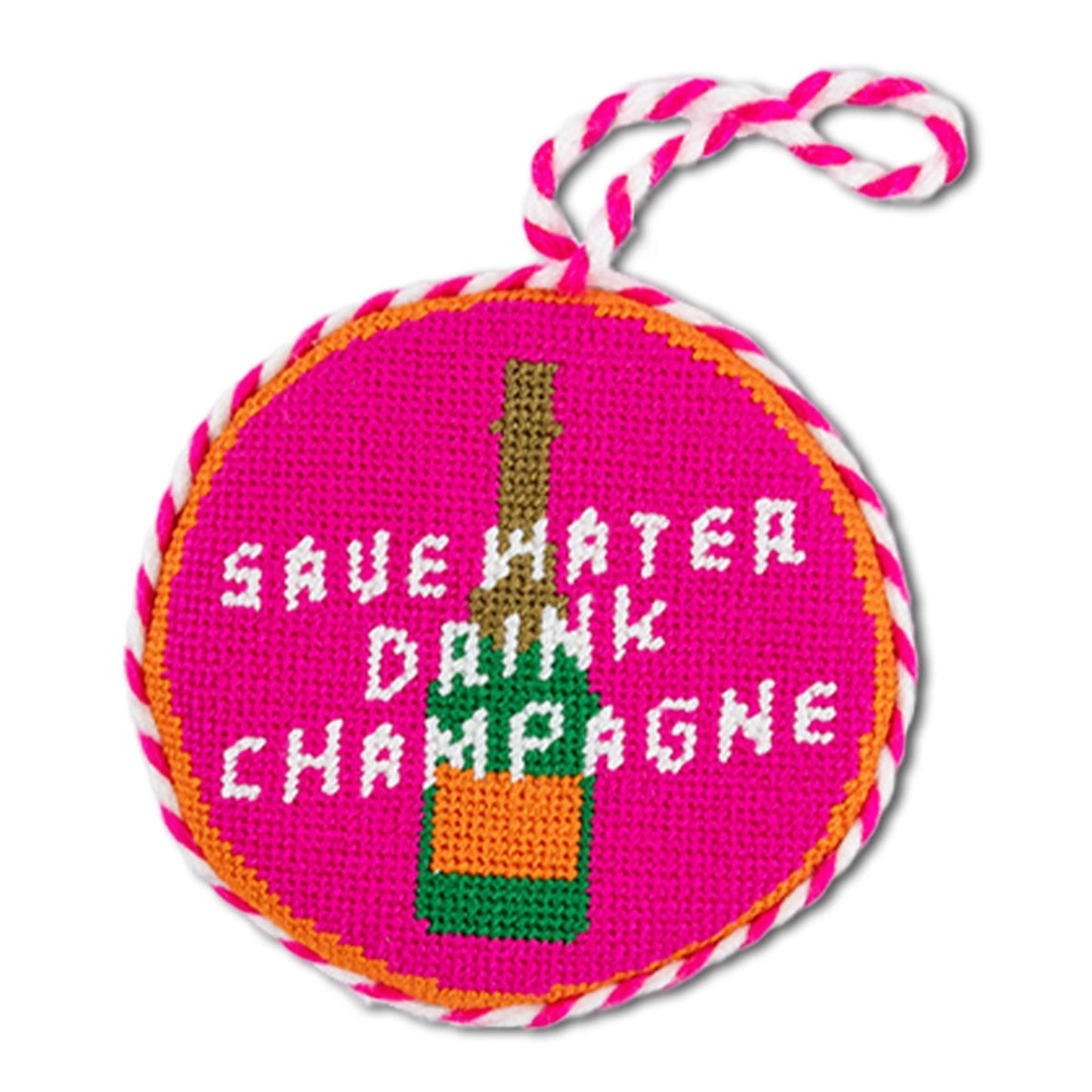 Drink Champagne Needlepoint Ornament