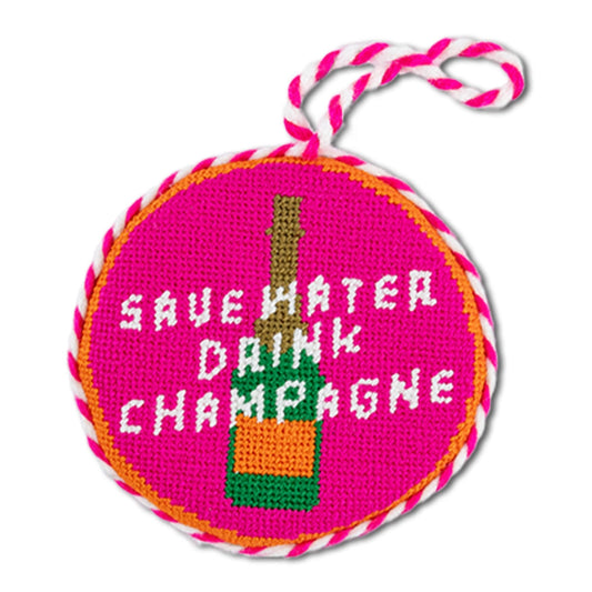 Drink Champagne Needlepoint Ornament