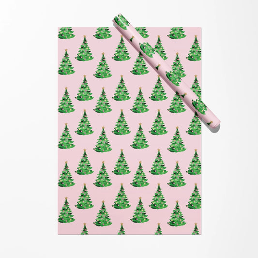 Pink Trees Christmas Gift Wrap