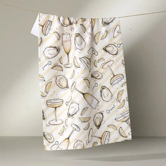 Oysters & Champagne Tea Towel