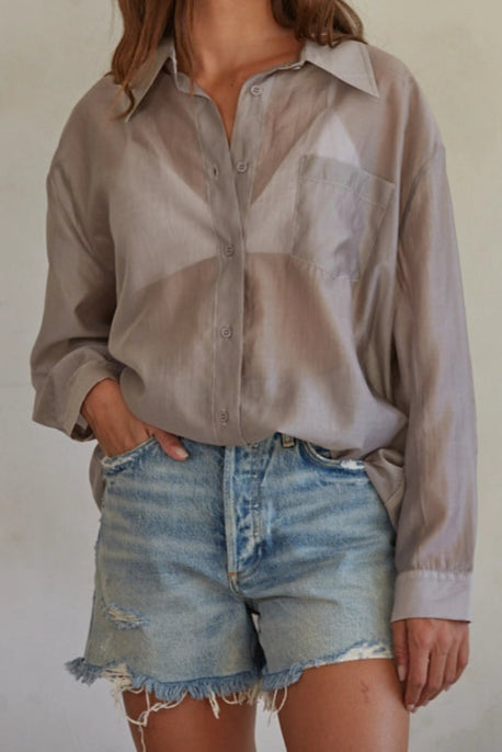Sheer Grey Button Down