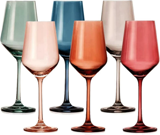 Muted Colored Crystal Wine Glass Set