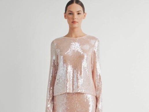 Baby Pink Sequin Long Sleeve Top