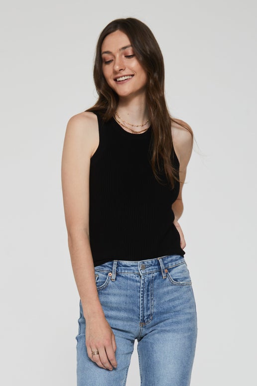Cora Rib Tank in Black