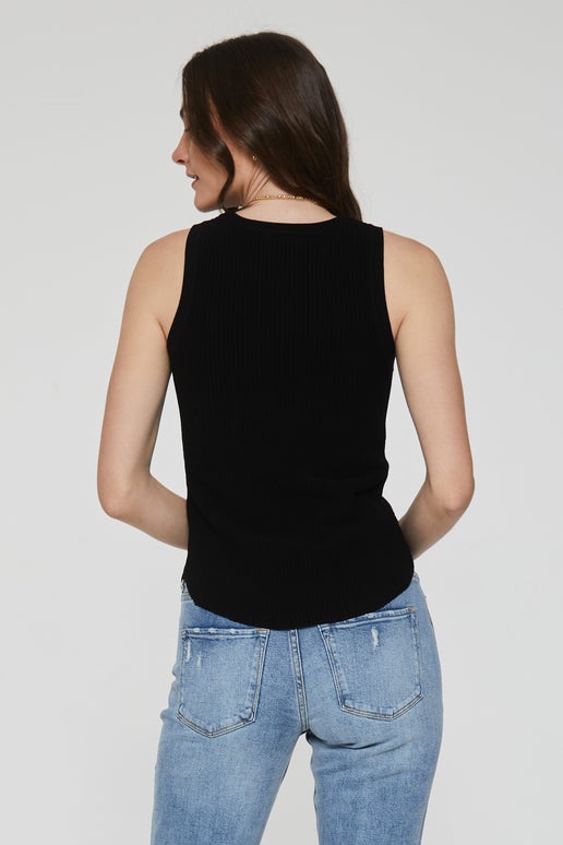 Cora Rib Tank in Black