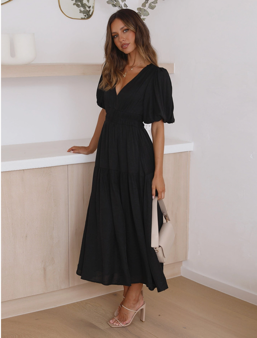 The Alora Black Maxi Dress