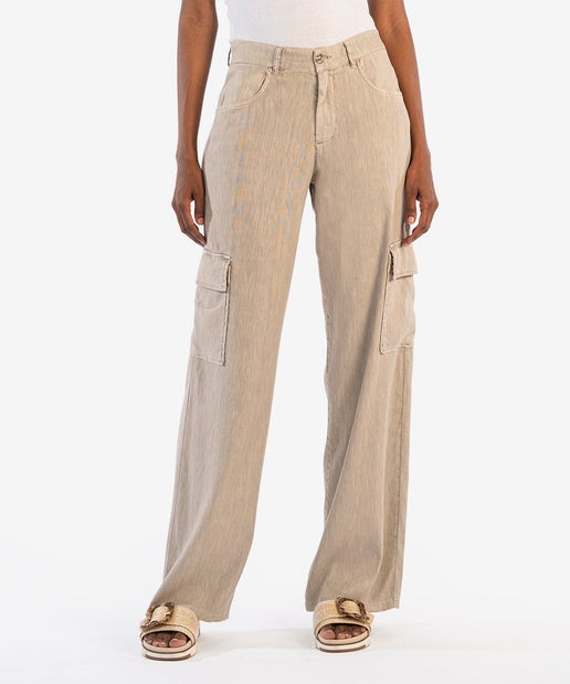 Akia Cargo Wide Leg Pants; Wheat