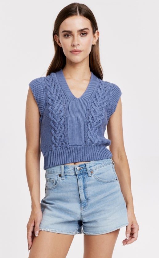 'Emberly' Sweater Vest-Stormy Blue
